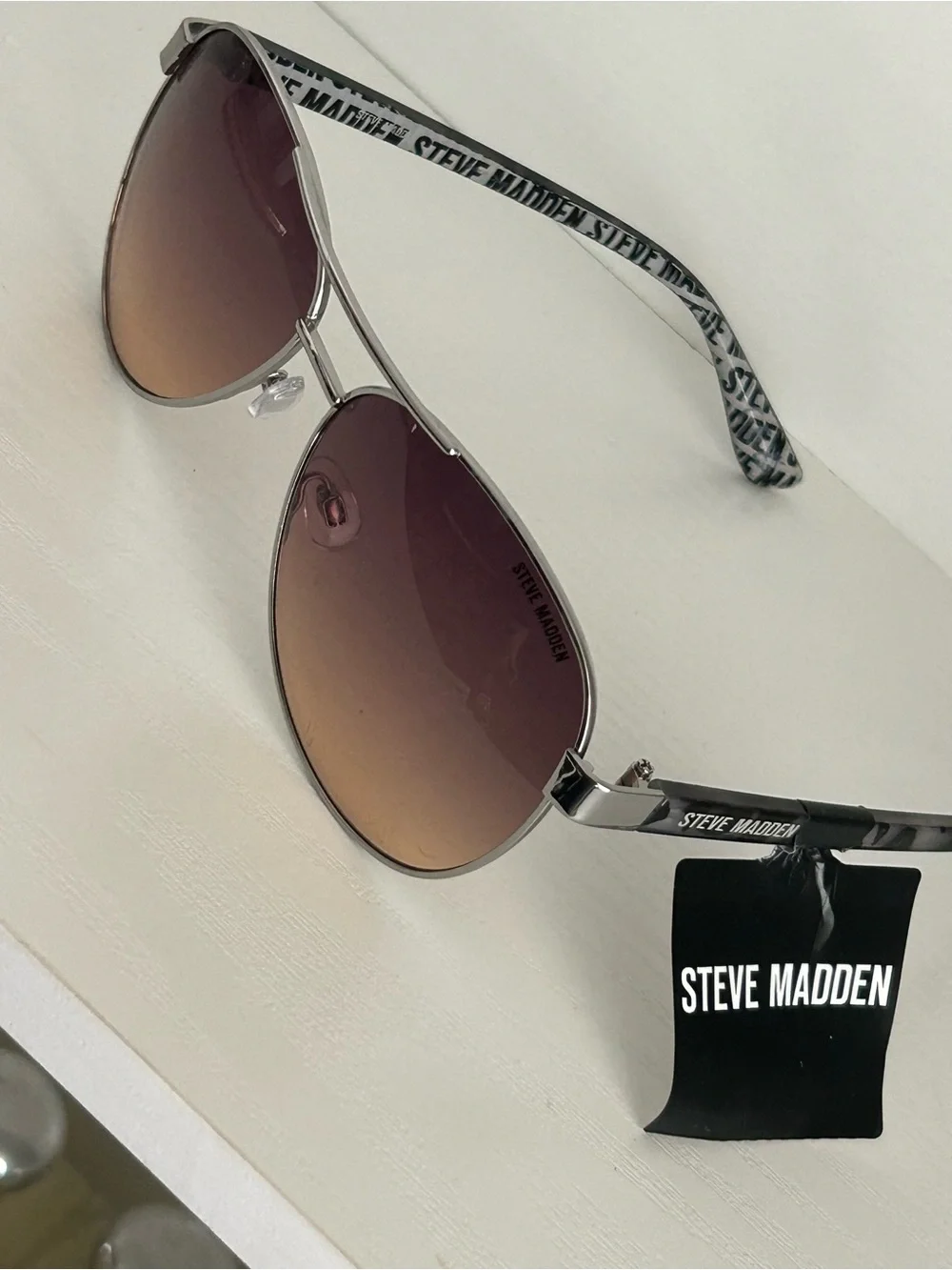 Steve Madden Silver Frame Sunglasses with Brown Gradient Lenses